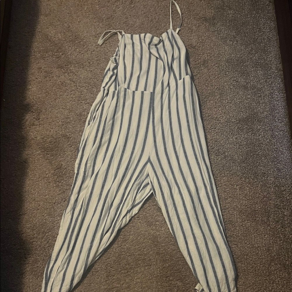 Old Navy Blue and White Striped Jumpsuit